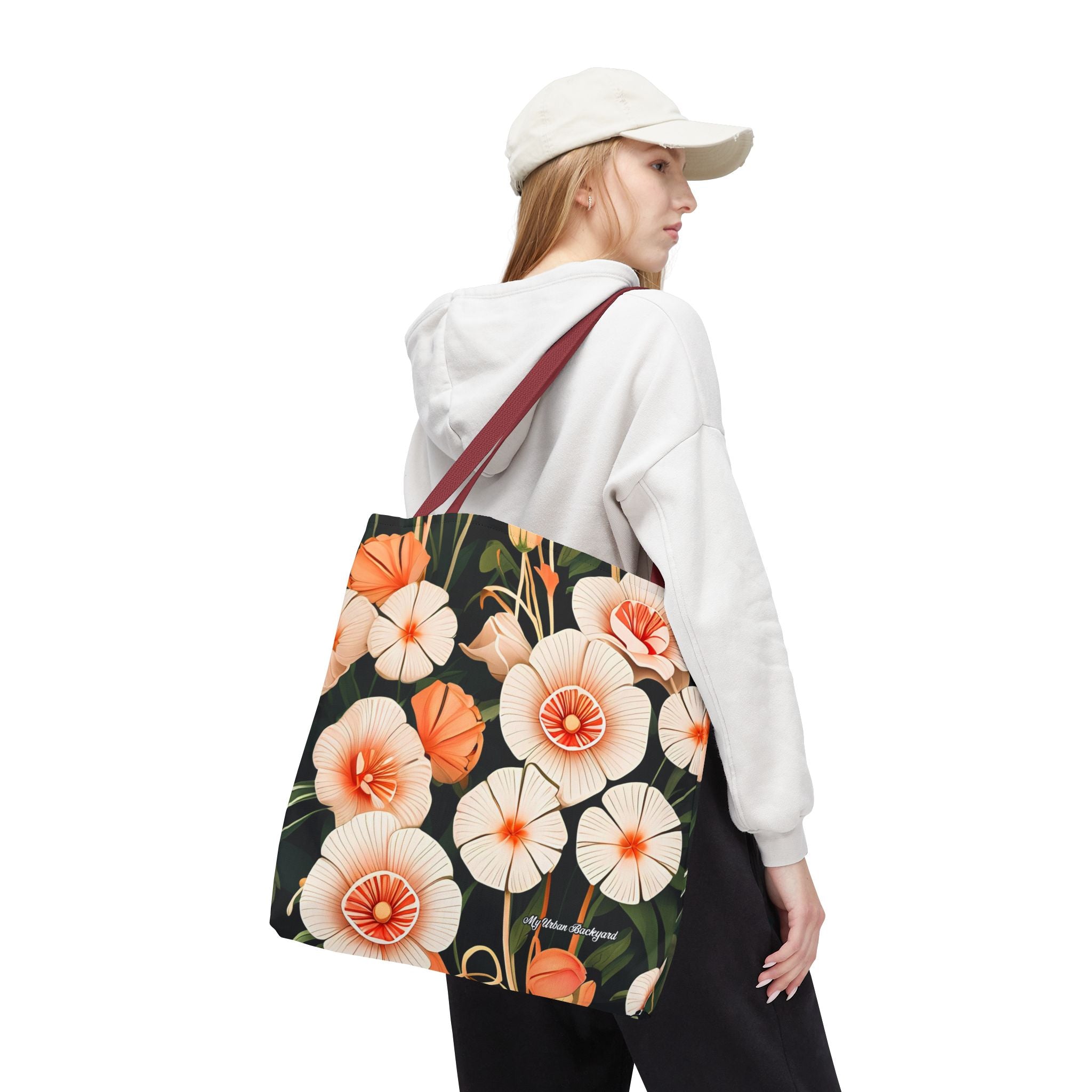 Art Deco Flowers Tote Bag with Cotton Handles For Everyday Use, 3 Sizes