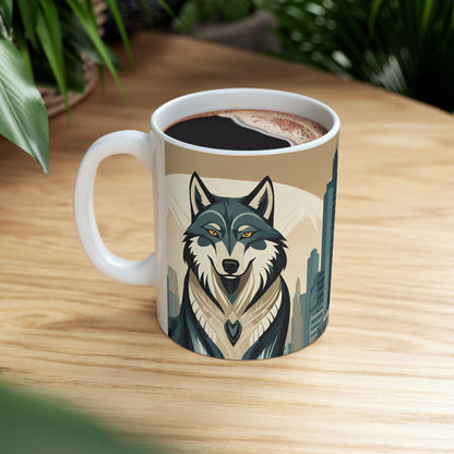 Art Deco Wolf Ceramic Mug