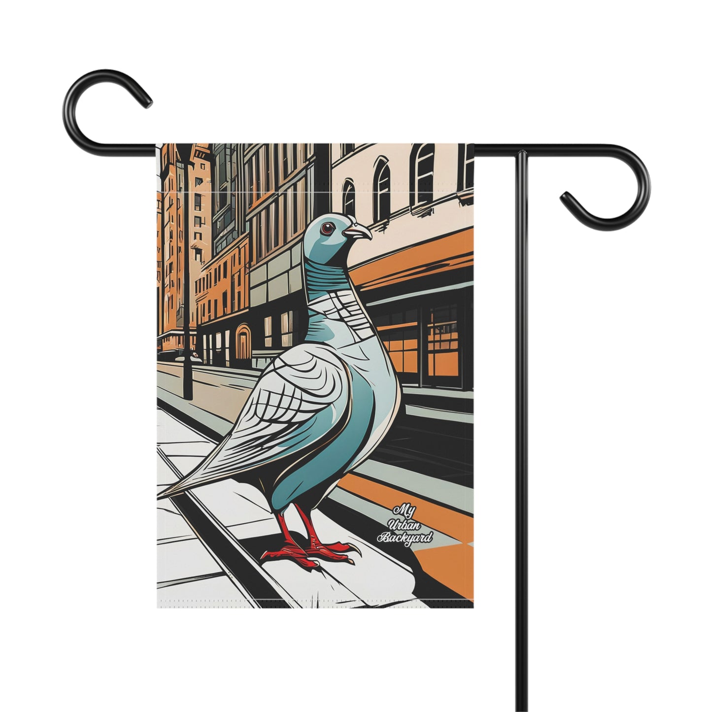 Pigeon on a City Street, Garden Flag for Yard, Patio, Porch, or Work, 12"x18" - Flag only