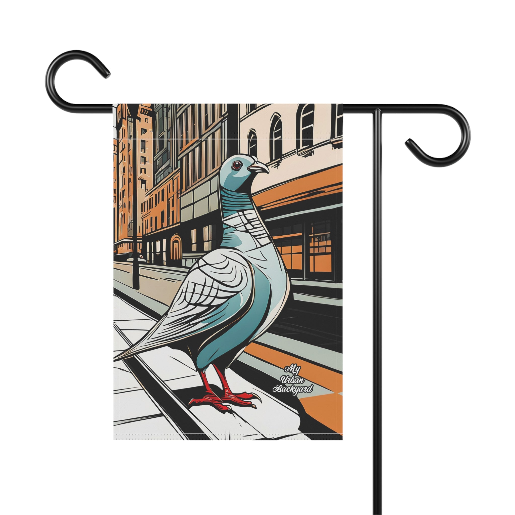 Pigeon on a City Street, Garden Flag