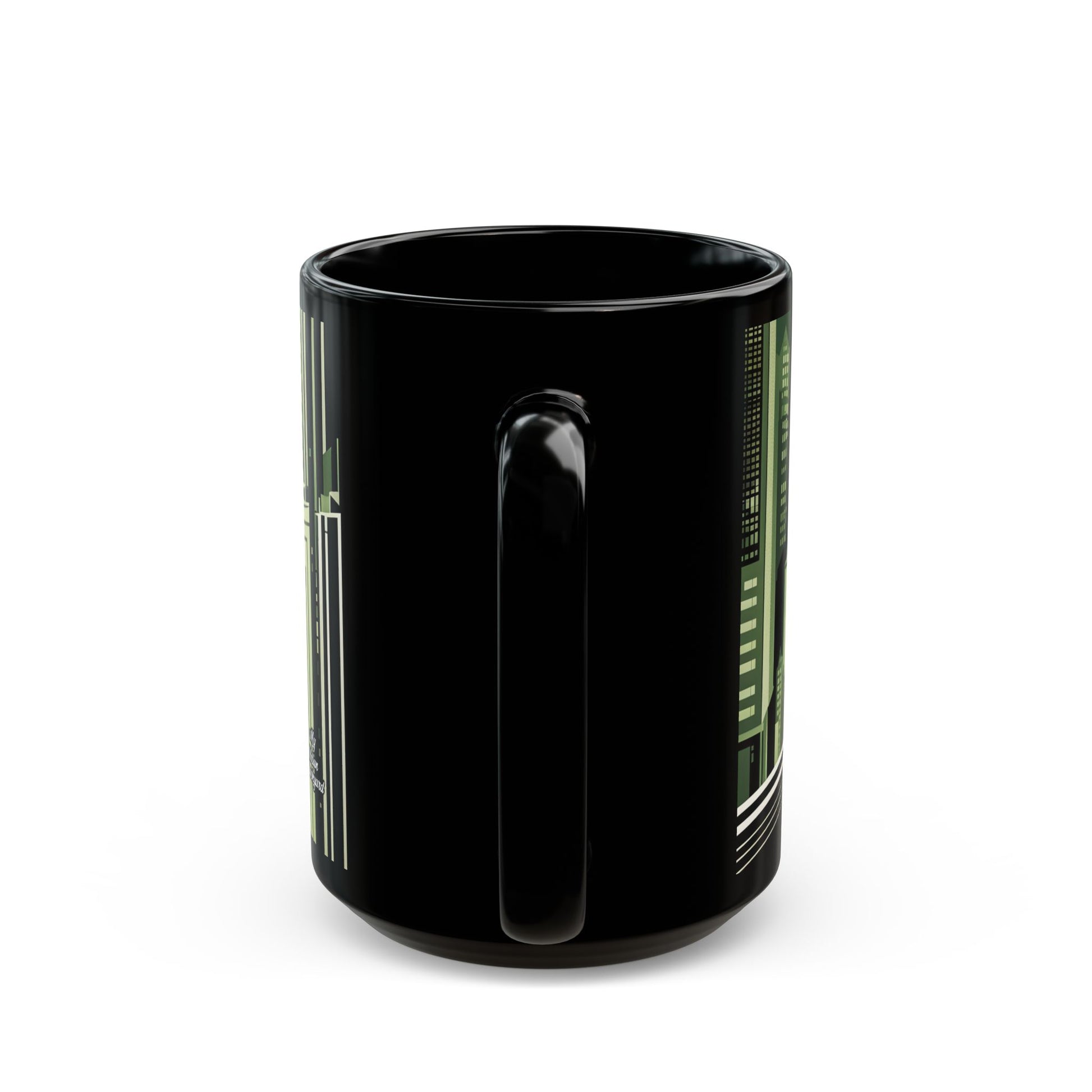 Art Deco Coyote Mug, Unique 11oz/15oz Black Coffee Cup, Retro Home Decor, Gift for Animal Lovers, Vintage Style, Perfect for Any Occasion