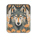 Art Deco Wolf, Cozy Outdoor Picnic Blanket, Water-Resistant Bottom, 51" × 61"