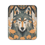 Art Deco Wolf, Cozy Outdoor Picnic Blanket, Water-Resistant Bottom, 51" × 61"