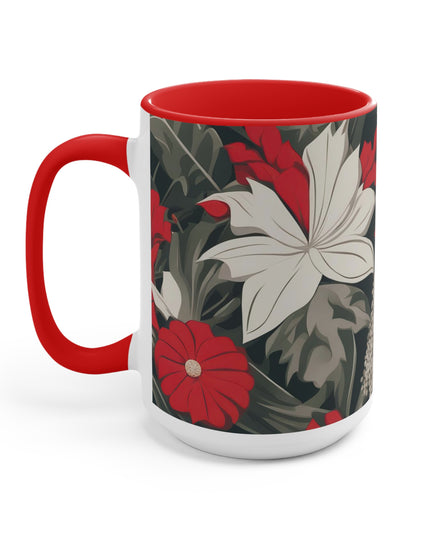 Red and White Flowers, Ceramic Mug - Perfect for Coffee, Tea, and More!