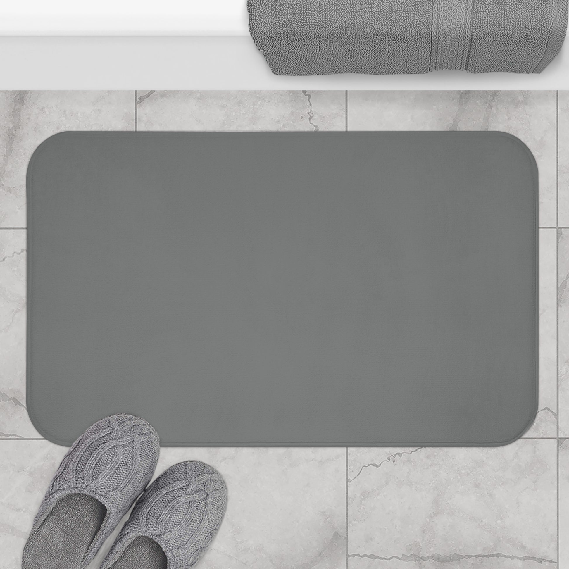 Grey Memory Foam Bath Mat — Soft Absorbent Bathroom Rug, 2 sizes