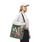 White and Red Wildflowers Tote Bag with Cotton Handles For Everyday Use, 3 Sizes