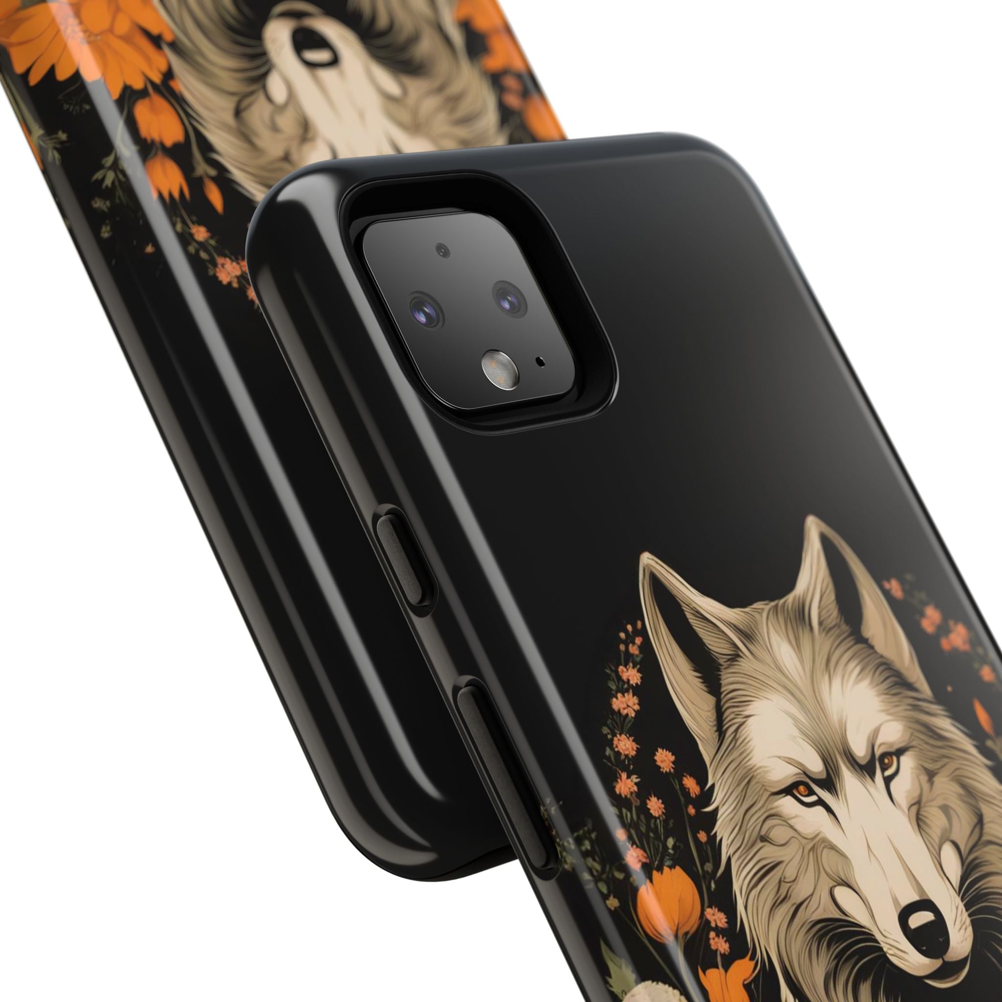 Wolf with Flowers, Animal Cell Phone Case - Apple, Samsung, Google Pixel