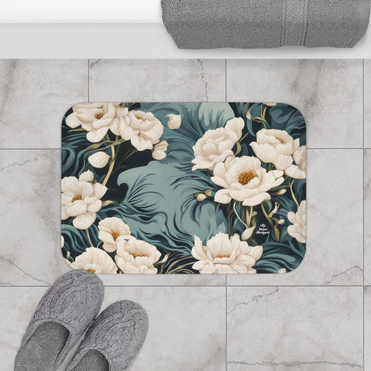 Winter Flowers, Memory Foam Bath Mat - Cozy Bathroom Essential