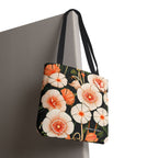 Art Deco Flowers Tote Bag with Cotton Handles For Everyday Use, 3 Sizes