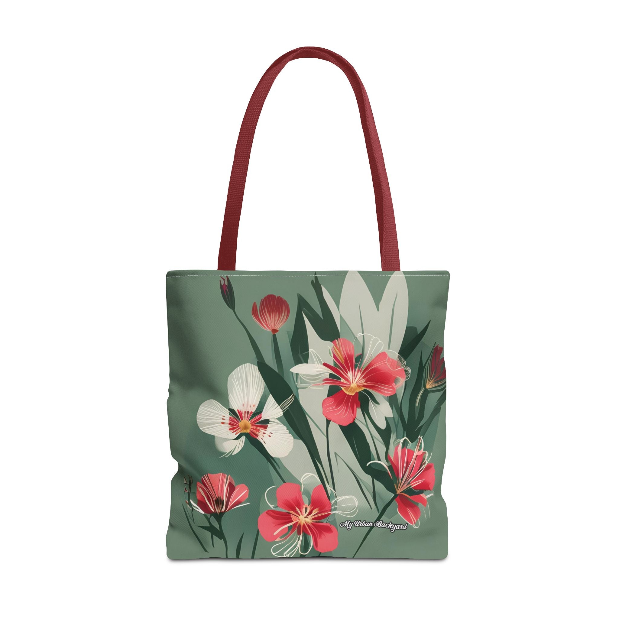 White and Red Wildflowers Tote Bag with Cotton Handles For Everyday Use, 3 Sizes