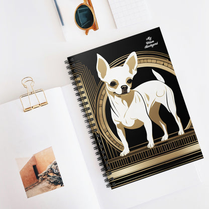 White Chihuahua, Spiral Notebook Writing Journal - 118 Ruled Pages