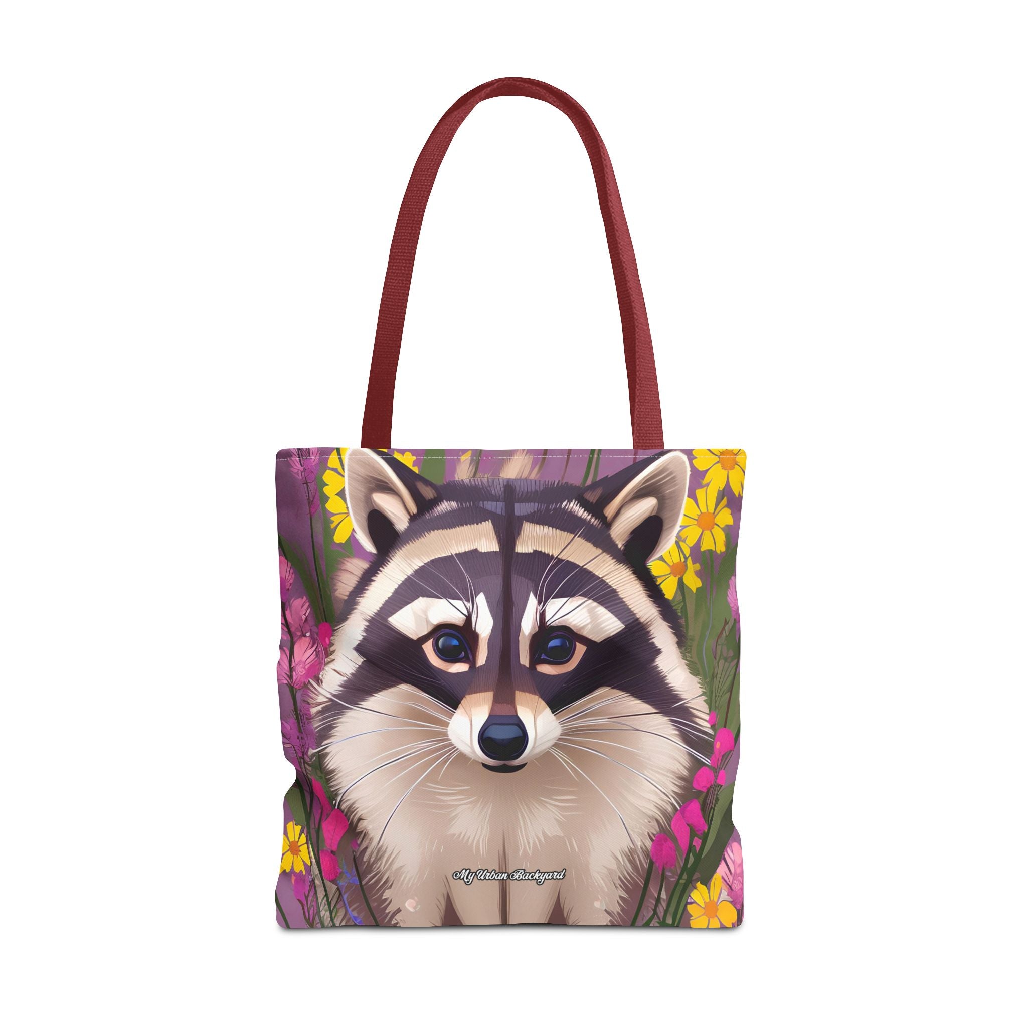 Raccoon and Flowers Tote Bag with Cotton Handles For Everyday Use, 3 Sizes