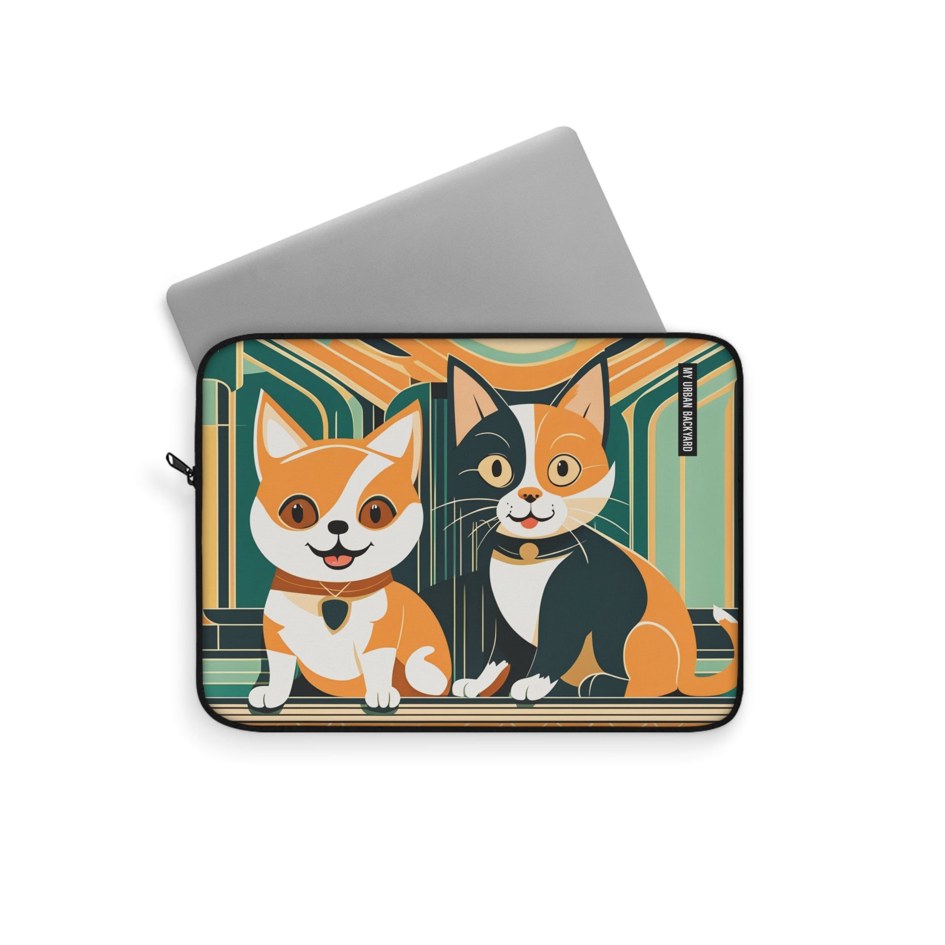 Two Kitties, Soft Laptop Sleeve, Pet Lover Gift, Stylish Tech Accessory, Colorful Cat Art, Cat Themed Laptop Case, Gift for Cat Moms, 3 Sizes