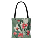 White and Red Wildflowers Tote Bag with Cotton Handles For Everyday Use, 3 Sizes