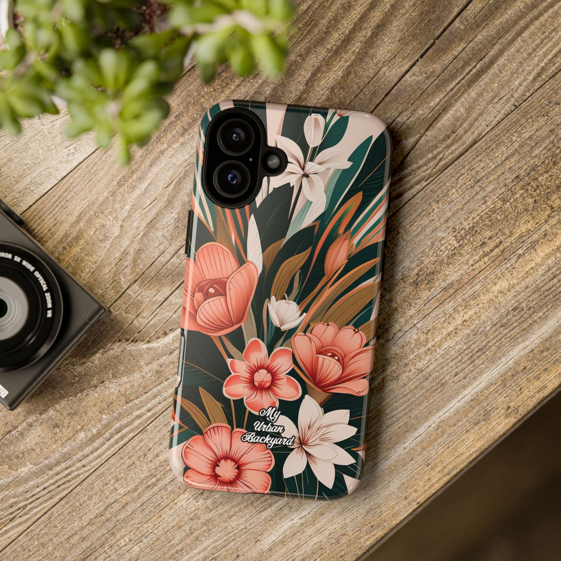 Peach Art Deco Flowers, Cell Phone Case - Apple, Samsung, Google Pixel
