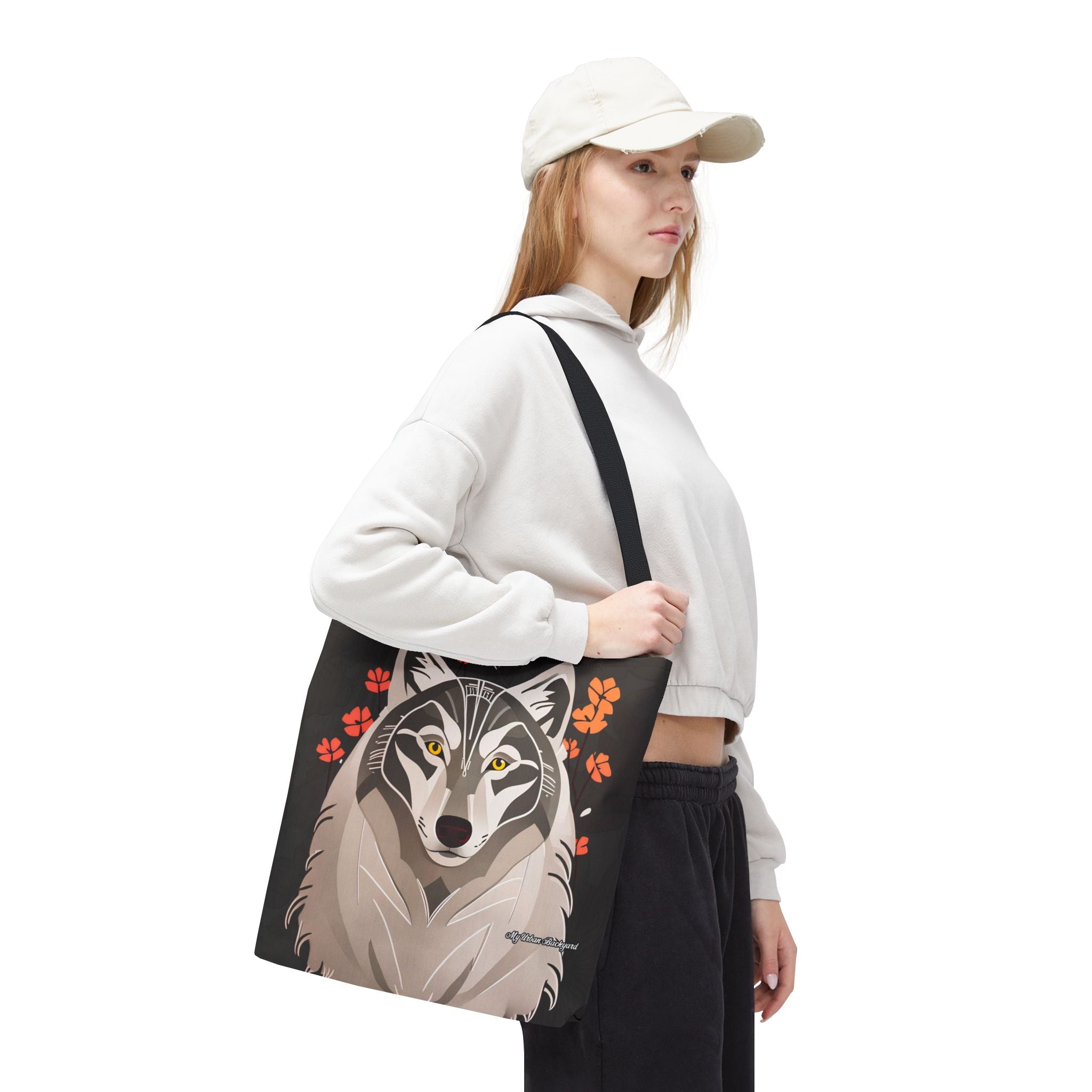 Art Deco Wolf Tote Bag with Cotton Handles For Everyday Use, 3 Sizes