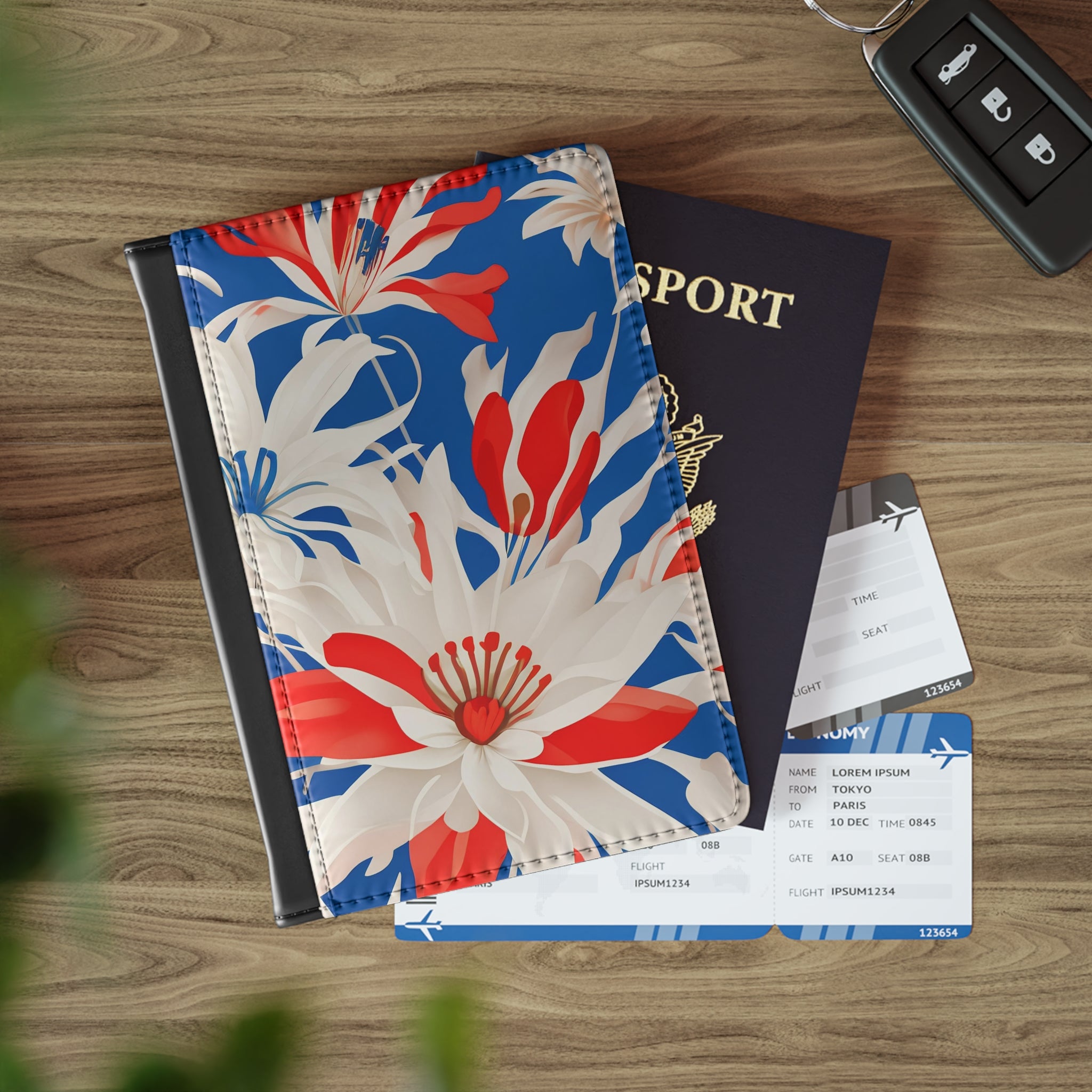 Red White and Blue Flowers, Passport Cover