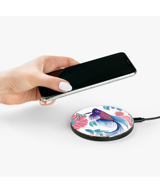 Betta Fish with Flowers, 10W Wireless Charger for iPhone, Android, Earbuds