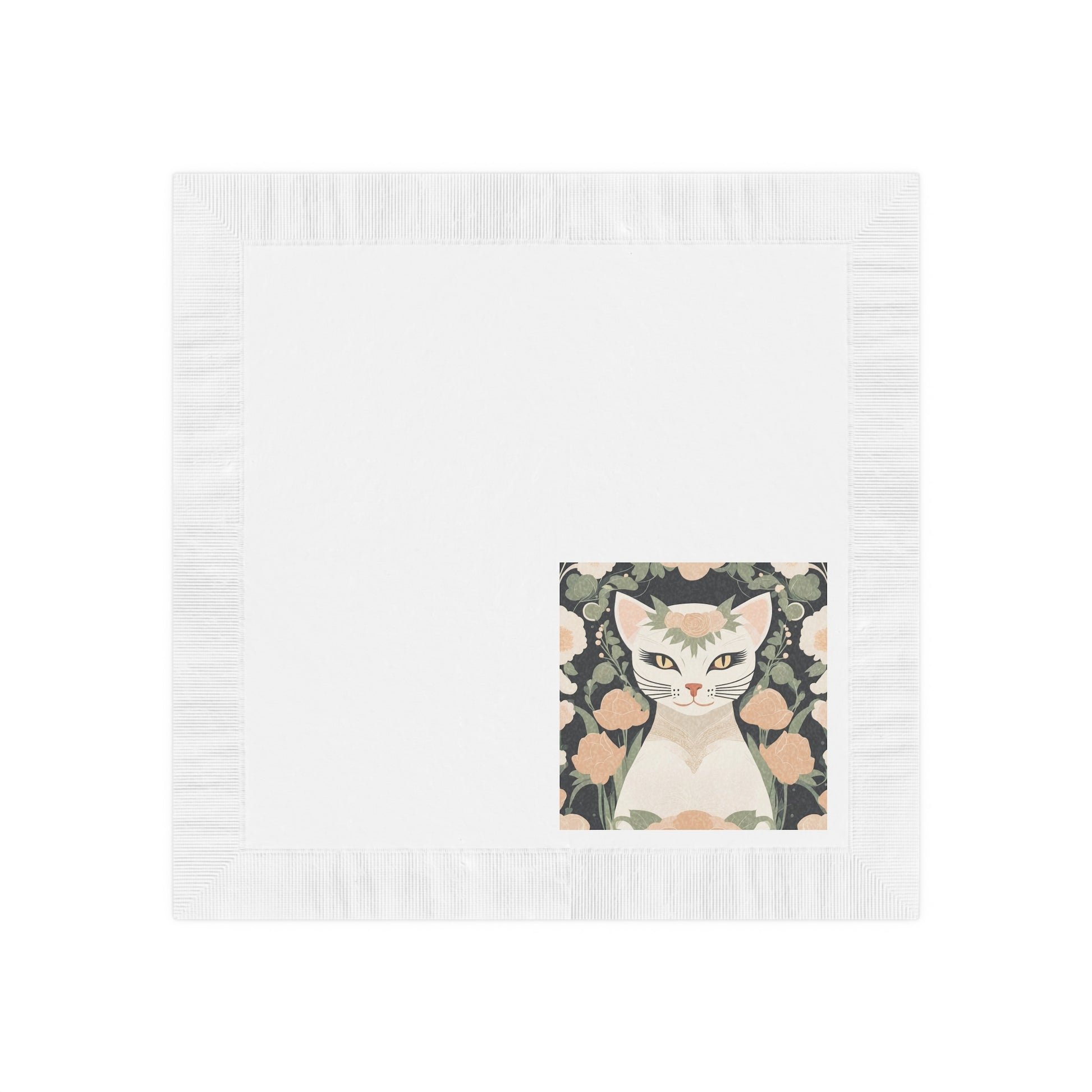 Genevieve Meowcroft, Cat Cocktail Napkins - Vintage Illustration Beverage Napkins, 2 sizes, Pack of 50 or 100