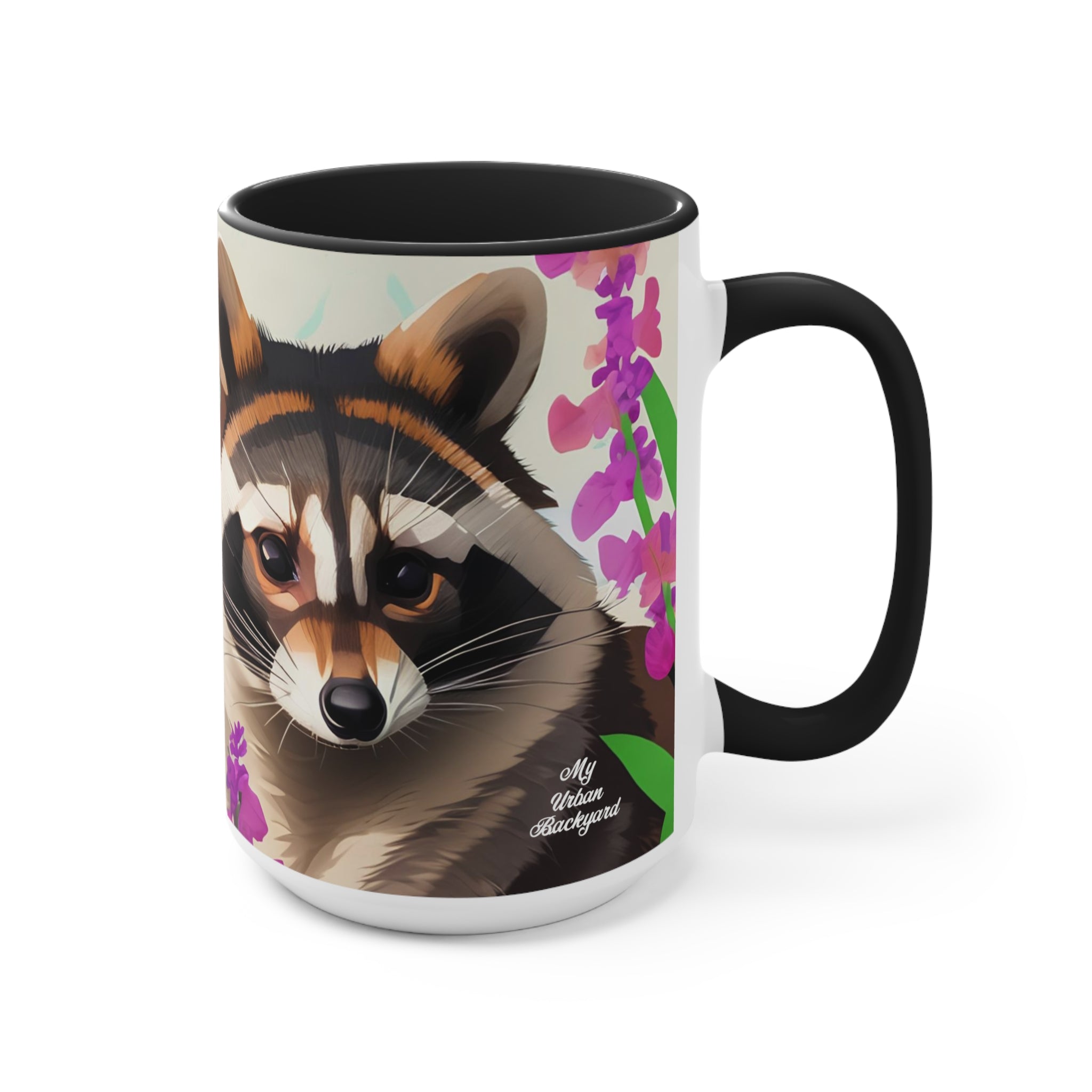 Raccoon with Flowers, Ceramic Coffee Mug