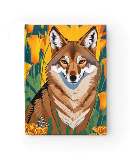 Coyote with Orange Flowers, Hardcover Notebook Journal - Write in Style
