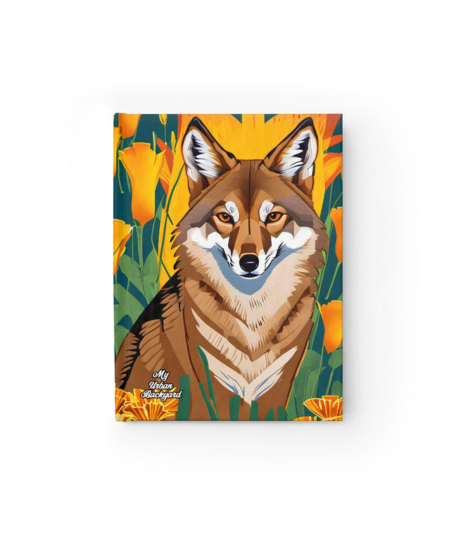 Coyote with Orange Flowers, Hardcover Notebook Journal - Write in Style