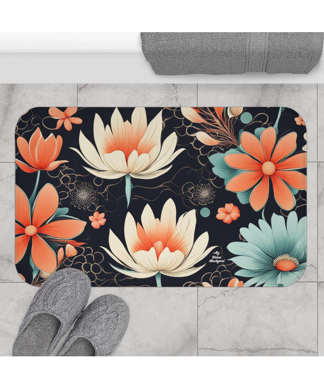 Water Lily Flowers, Memory Foam Bath Mat - Cozy Bathroom Essential