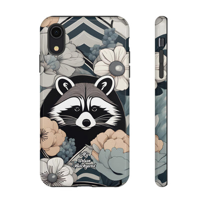 Art Deco Raccoon with Flowers, Cell Phone Case - Apple, Samsung, or Google Pixel