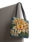 Large White Flower Tote Bag with Cotton Handles For Everyday Use, 3 Sizes