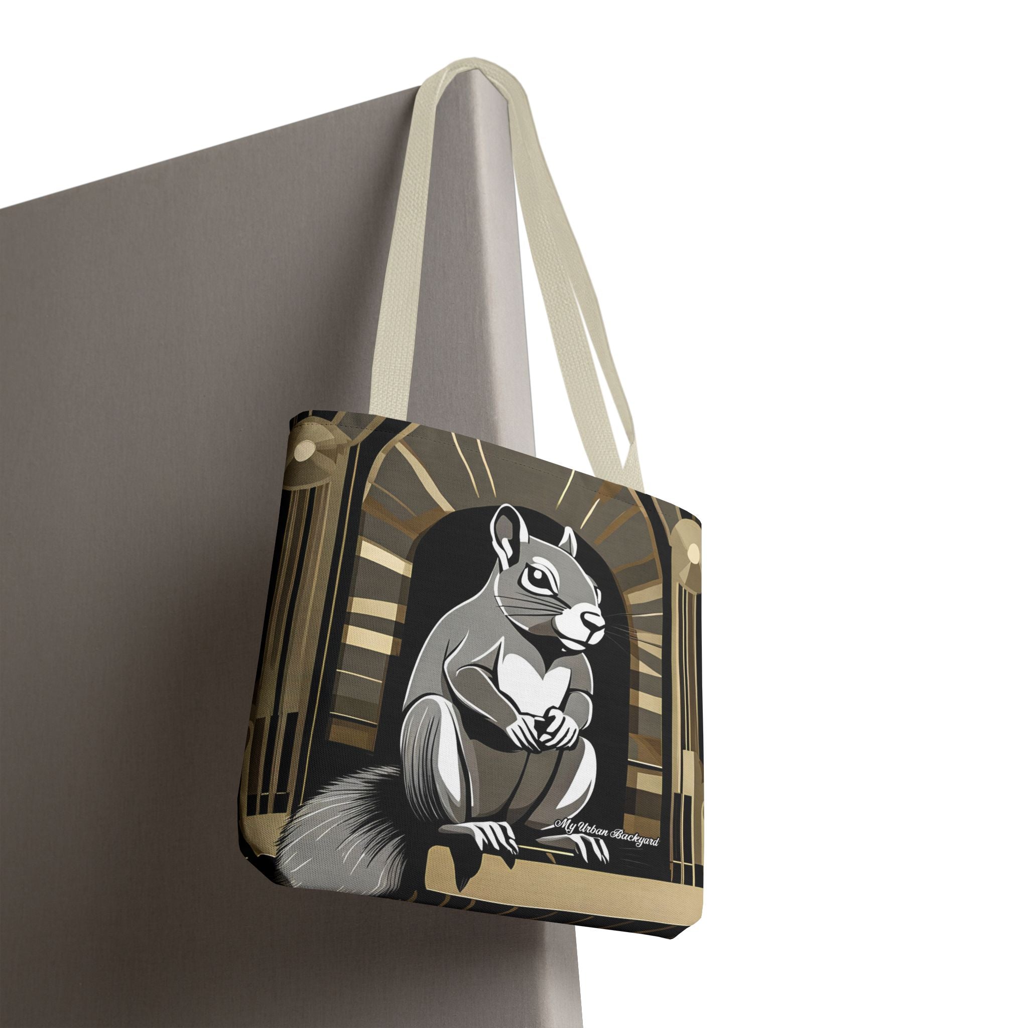 Art Deco Squirrel, Tote Bag with Cotton Handles For Everyday Use, 3 Sizes