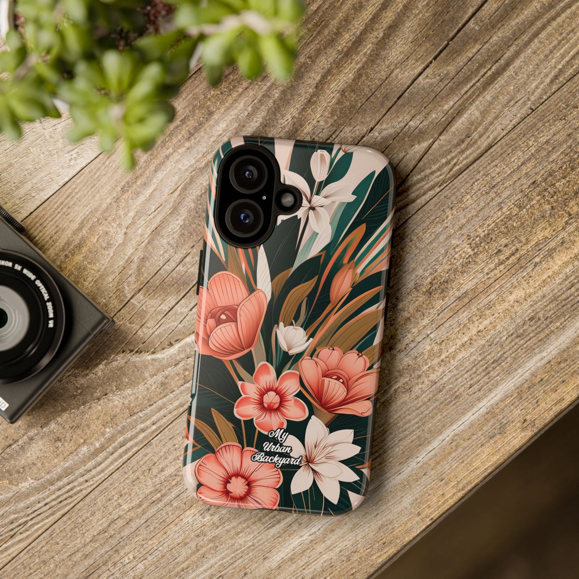 Peach Art Deco Flowers, Cell Phone Case - Apple, Samsung, Google Pixel
