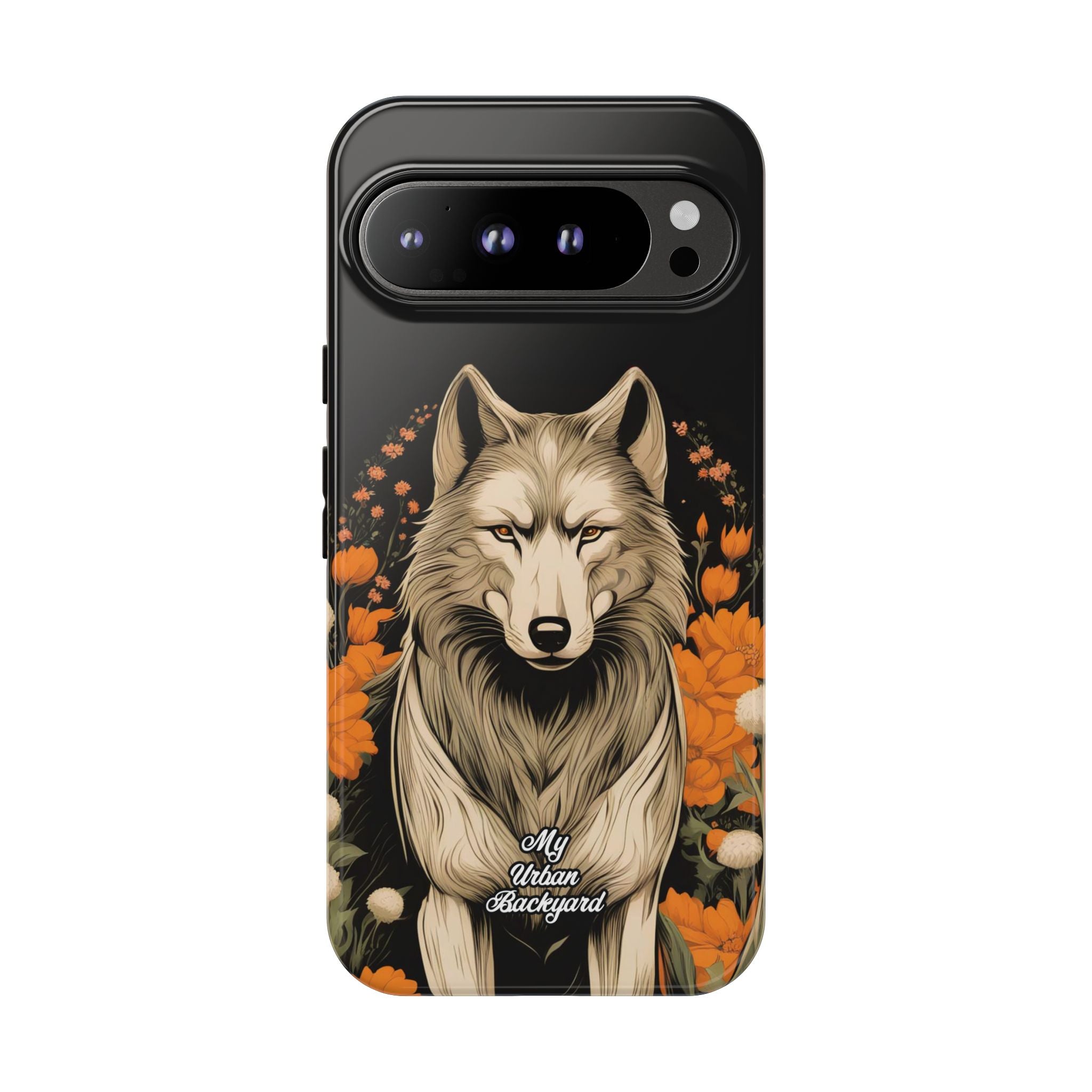 Wolf with Flowers, Animal Cell Phone Case - Apple, Samsung, Google Pixel