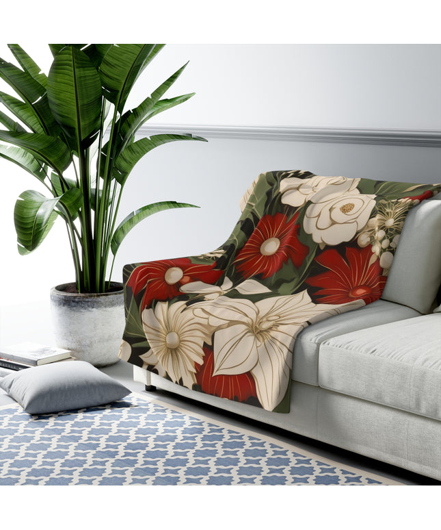 Holiday Flowers, Sherpa Fleece Blanket for Cozy Warmth, 50"x60"