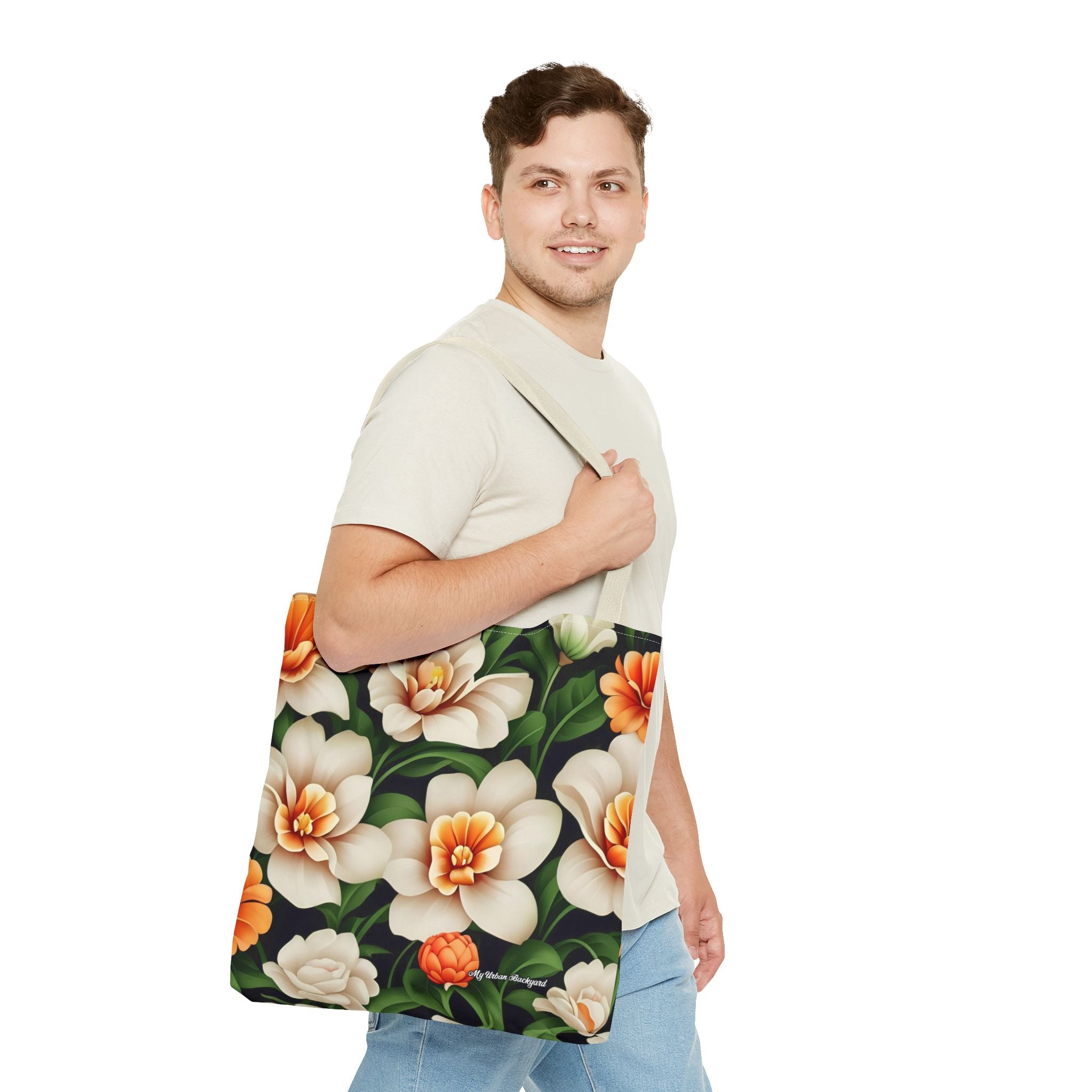 Pretty Flowers Tote Bag with Cotton Handles For Everyday Use, 3 Sizes