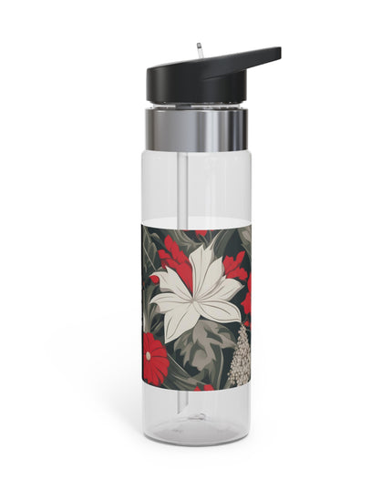 Red & White Flowers, 20oz Sport Water Bottle, BPA-Free, Tritan™ plastic