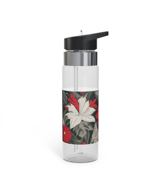 Red & White Flowers, 20oz Sport Water Bottle, BPA-Free, Tritan™ plastic