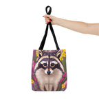 Raccoon and Flowers Tote Bag with Cotton Handles For Everyday Use, 3 Sizes