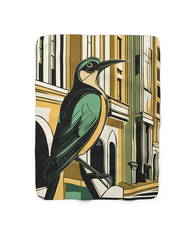 Bird in the City, Sherpa Fleece Blanket for Cozy Warmth, 50"x60"