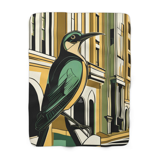 Bird in the City, Sherpa Fleece Blanket for Cozy Warmth, 50"x60"