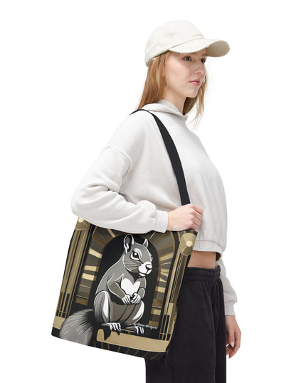 Art Deco Squirrel, Tote Bag with Cotton Handles For Everyday Use, 3 Sizes