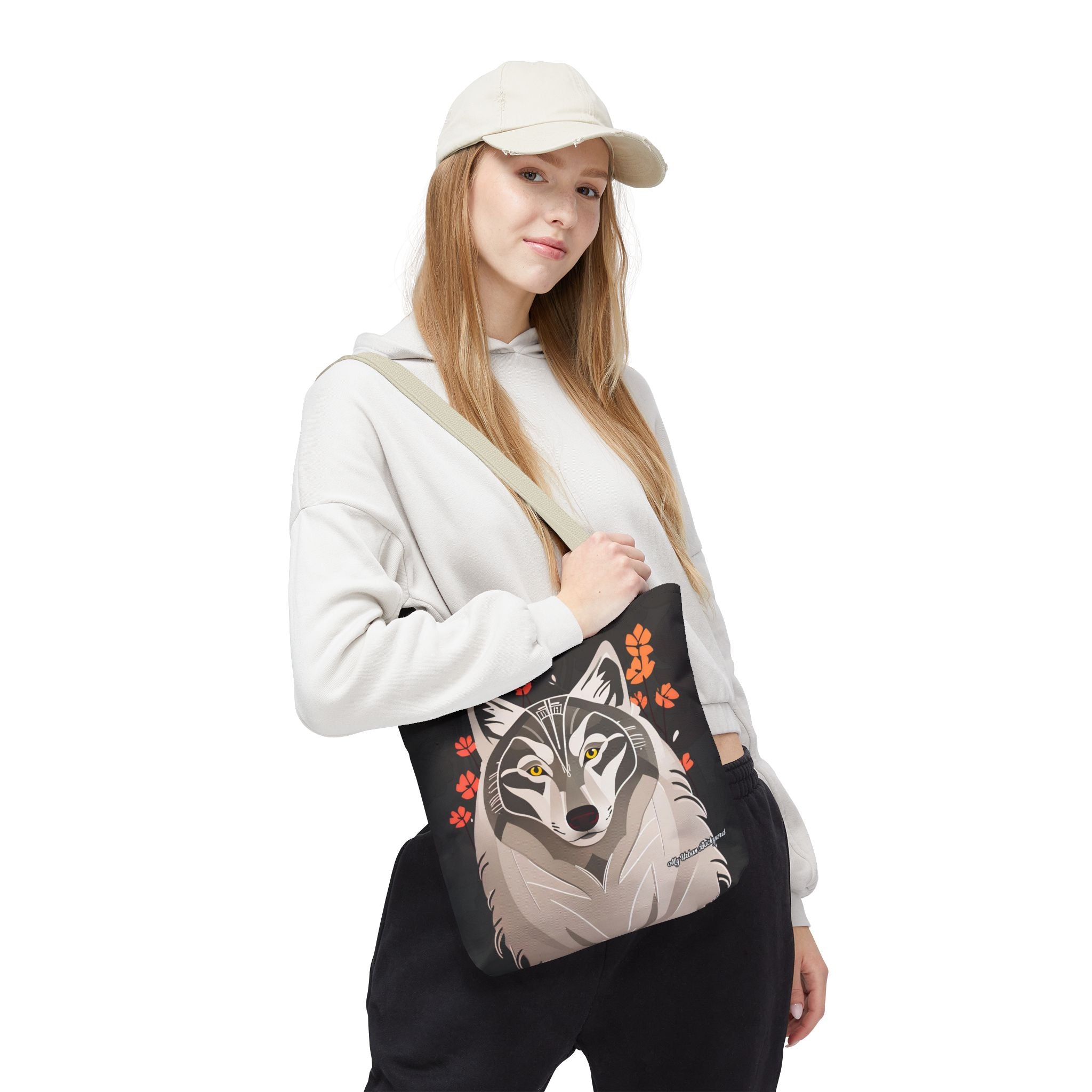 Art Deco Wolf Tote Bag with Cotton Handles For Everyday Use, 3 Sizes