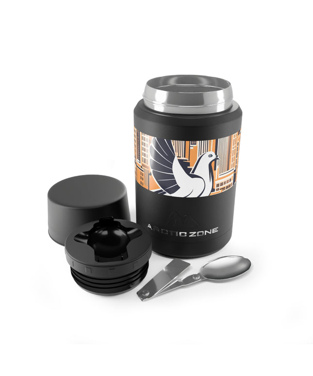 City Bird, Reusable Insulated Food Storage Container with Spoon – 16.9oz
