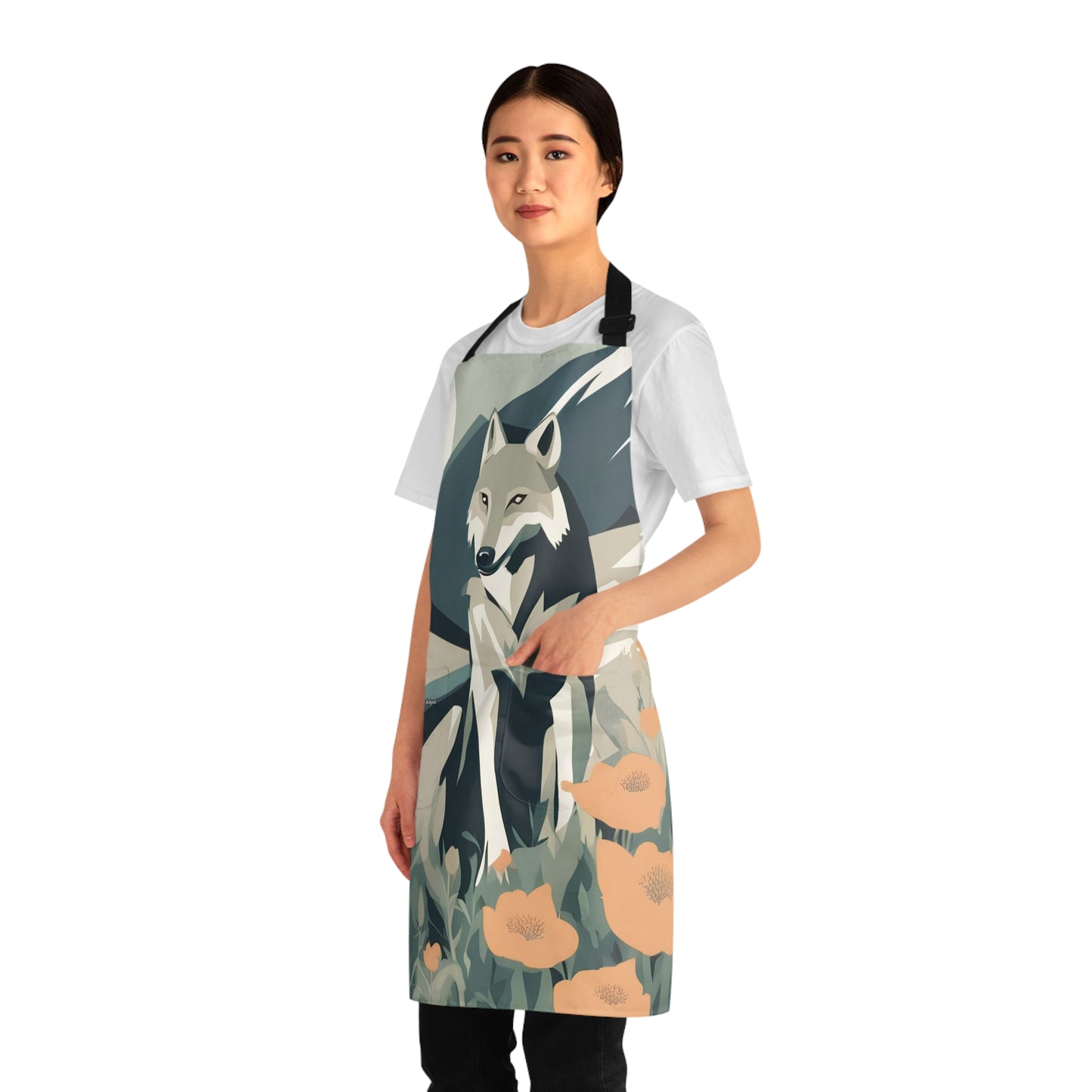 Mountain Wolf, Cooking Apron With Front Pockets