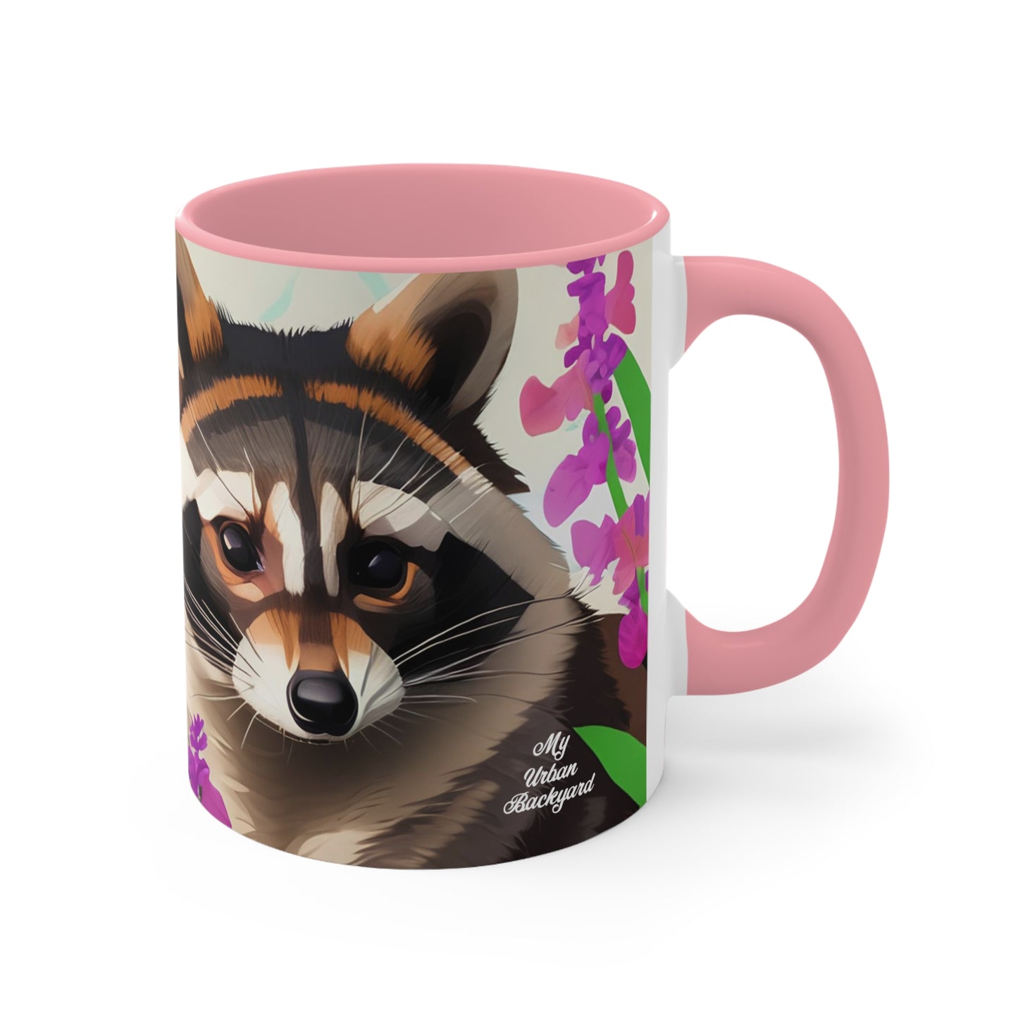 Raccoon with Flowers, Ceramic Mug - Perfect for Coffee, Tea, and More!