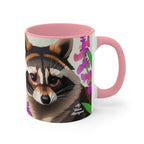 Raccoon with Flowers, Ceramic Coffee Mug