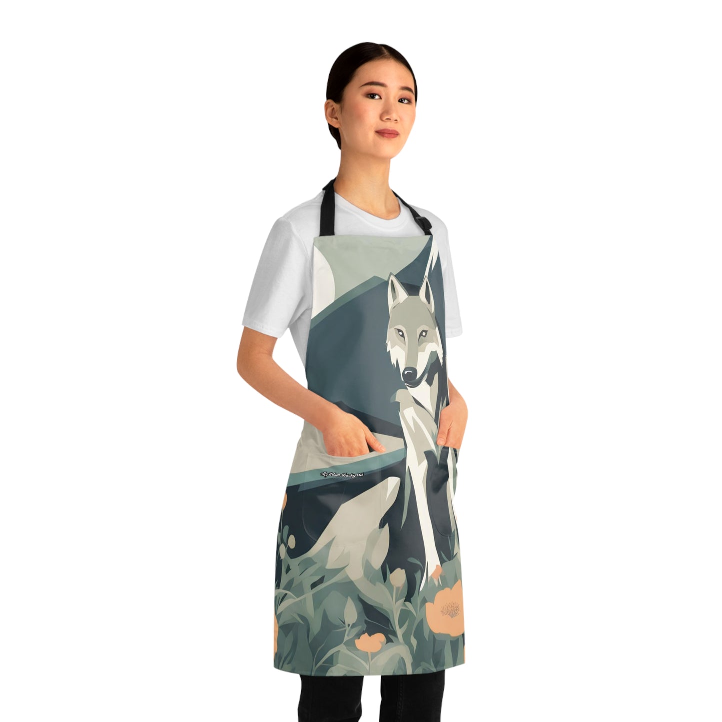 Mountain Wolf, Cooking Apron With Front Pockets