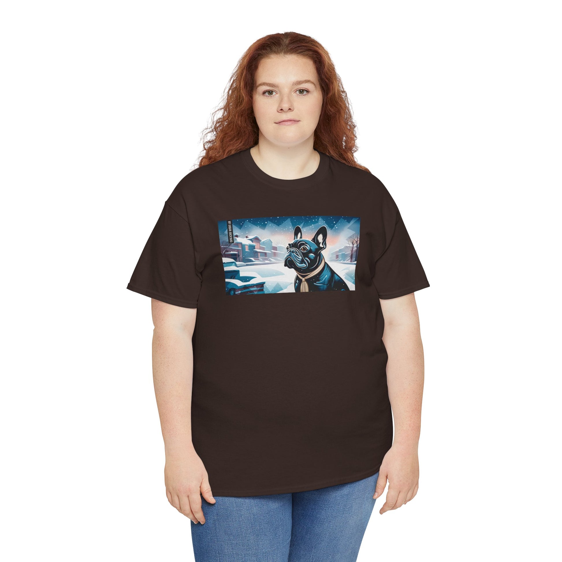 French Bulldog, Winter Graphic Tee, Unisex T-Shirt, Nature Lover Gift, Animal Art Top, Casual Wear