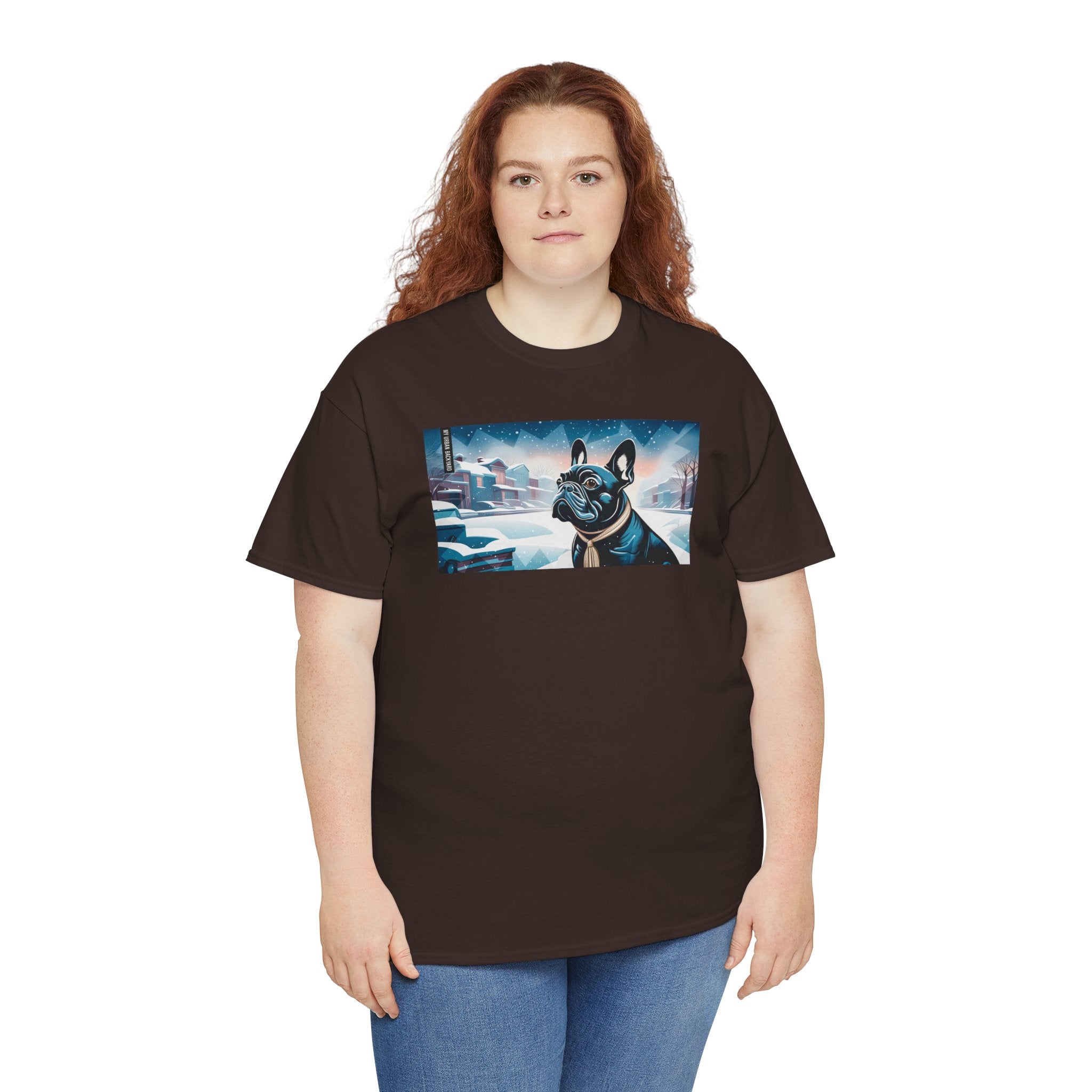 French Bulldog, Winter Graphic Tee, Unisex T-Shirt, Nature Lover Gift, Animal Art Top, Casual Wear