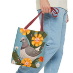 Pigeon and Yellow Flowers Tote Bag with Cotton Handles For Everyday Use, 3 Sizes