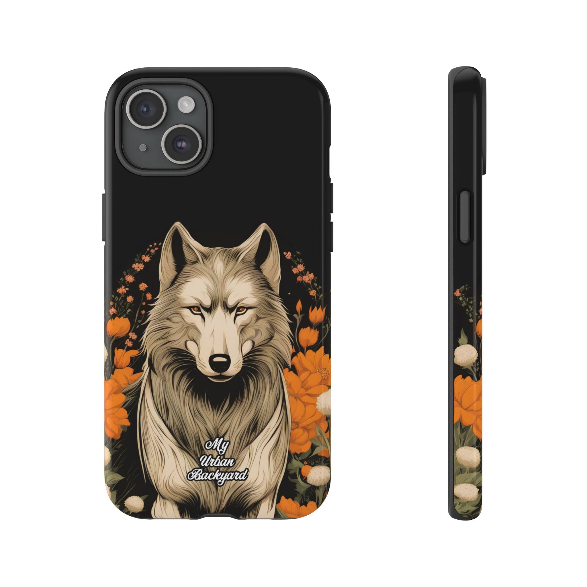 Wolf with Flowers, Animal Cell Phone Case - Apple, Samsung, Google Pixel
